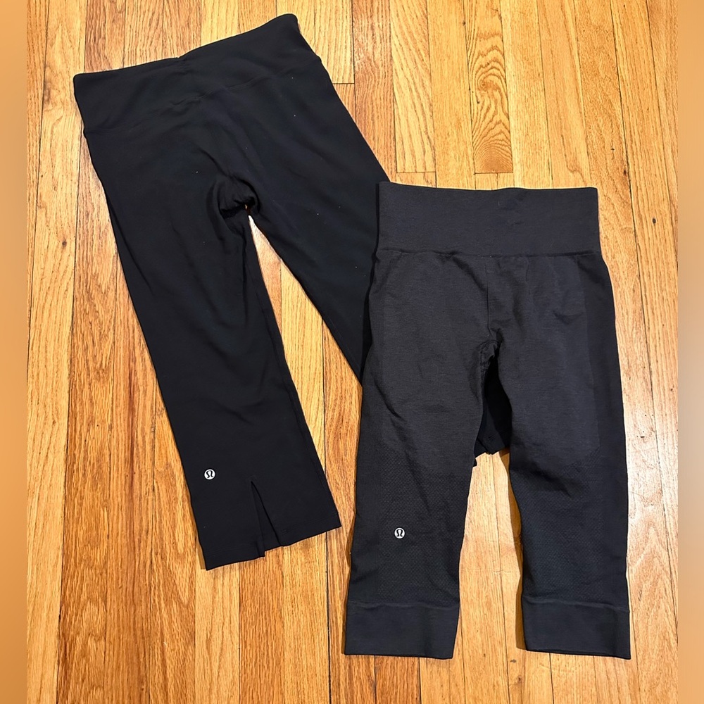 Women’s Lululemon Athletica Bundle Leggings Cropped Size 6 Black Grey